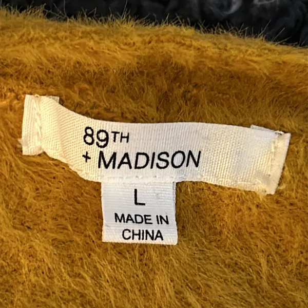 89th Madison Long Open Front Cardigan Sweater w front pockets Size L. Mustard - Image 7