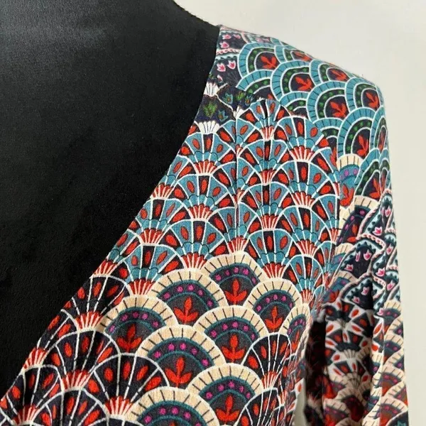 Maeve by Anthropologie Geometric Quirky Printed 70s Long Sleeve Dress SzXS - Image 2