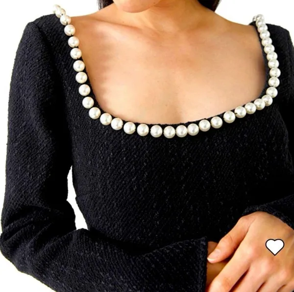 Pearl Embellished Neckline Mini Dress - Image 4