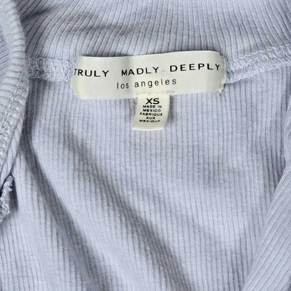 Truly Madly Deeply Light Blue‎ Ribbed Mock Neck Sleeveless Crop Tank Top XS - Image 3