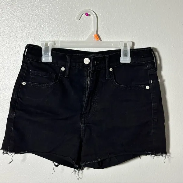 Banana Republic Women Black Denim High Rise 3’ Jean‎ Shorts Cut Off Size 26 - Image 2