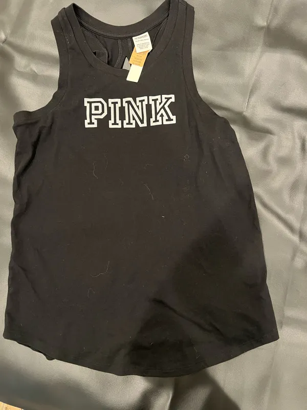 Victoria's Secret PINK black tank top with white 'PINK' text - Image 2
