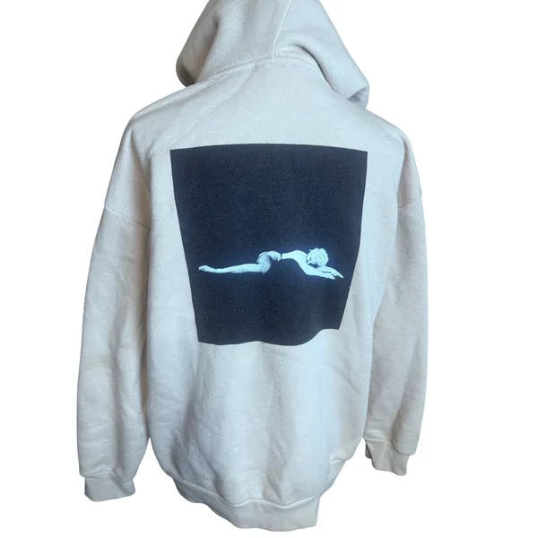 Forever 21 Marilyn Monroe Graphic Hoodie Beige Quote Sweatshirt Womens Medium - Image 2