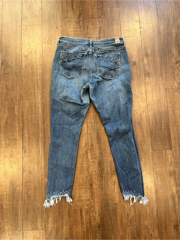 BKE Gabby Jeans Womens 30 Blue Curvy Fit High Rise Stretch Ankle Skinny Raw Hem - Image 6