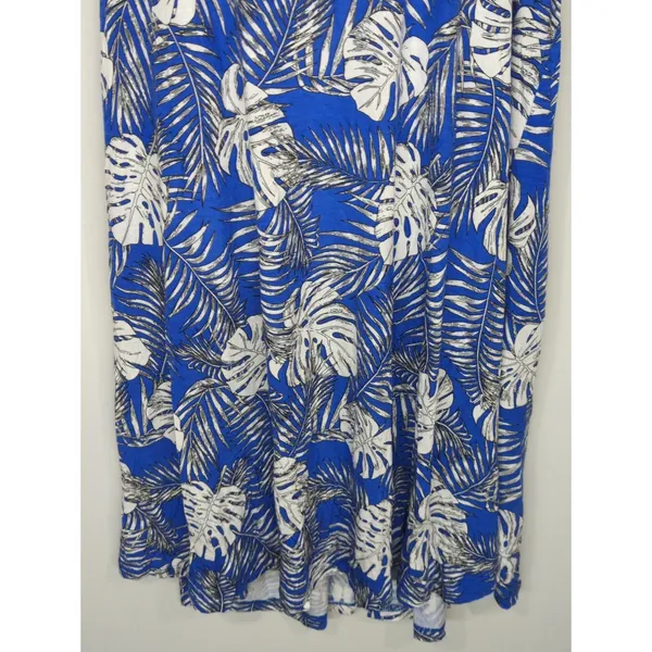 ellos Blue Tropical Scoop Neck Mini Dress‎ LARGE NWT Coastal Beachy Bohemian - Image 3