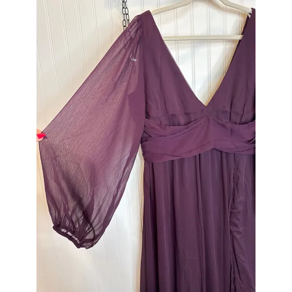 NWOT Lulus Enchant My Love Dark Purple V-Neck Long Sleeve Maxi Dress Size S - Image 6