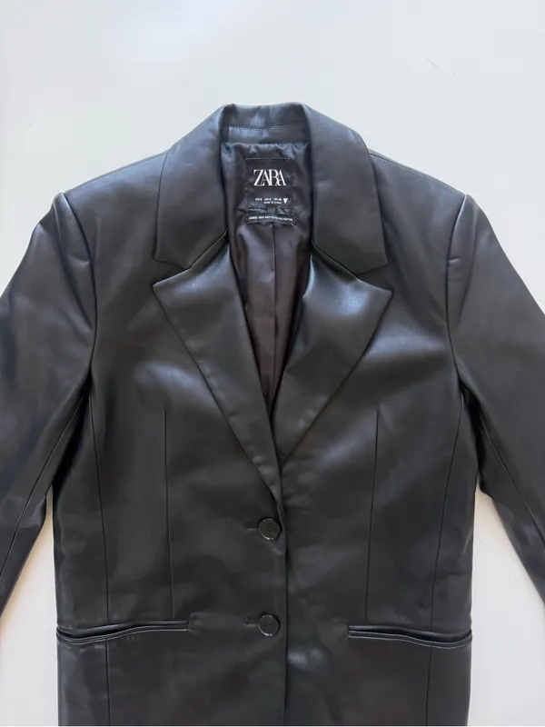 Zara Faux Leather Black Jacket Size Small - Image 3