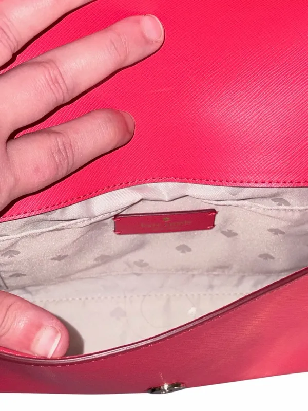 Kate Spade Carson Saffiano Leather Convertible Crossbody Pink Ruby EUC - Image 3