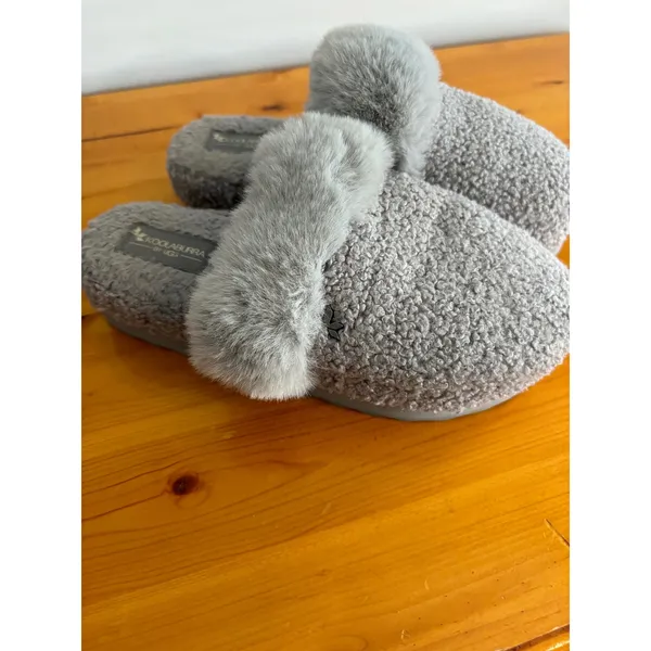 Koolaburra Fuzzy‎ Slippers Cozy Faux Fur Slip On Slides Gray Size 9 - Image 6