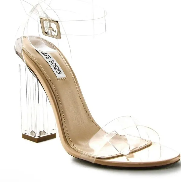 Cape Robbin Maria-2 Clear Chunky Block High Heels - Image 3