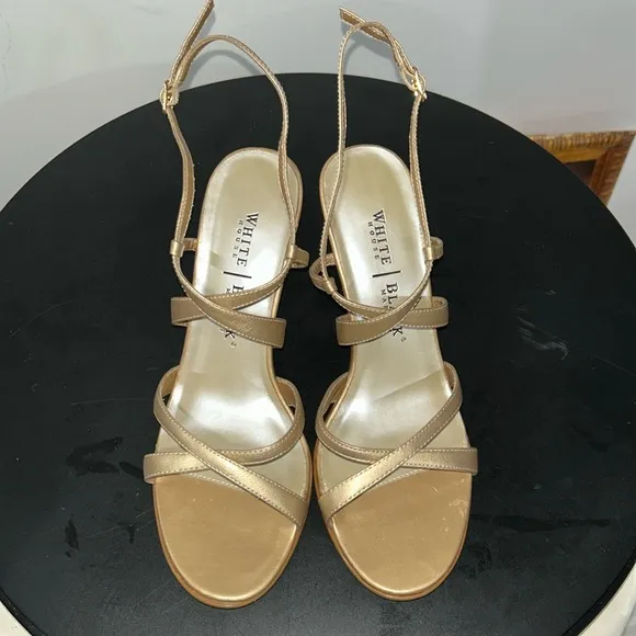 White House Black Market metallic gold heels - Image 2