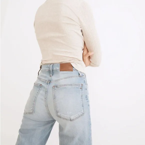 Madewell The Perfect Vintage Straight Denim Jeans Women’s 25 Danny Wash Knee Rip - Image 4
