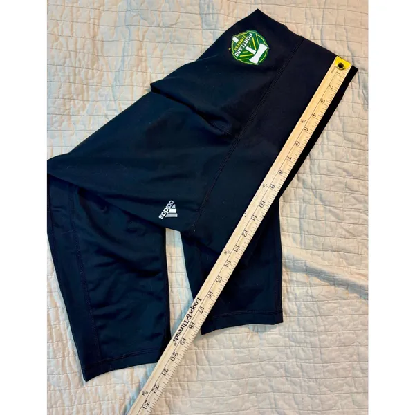 Adidas Portland Timbers Climalite Mid-Rise Cropped Leggings Black Womens Medium - Image 2