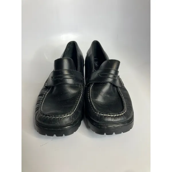 Y2K Bass Josephine black leather loafers lug sole women's size 9 Casual nautical - Image 2