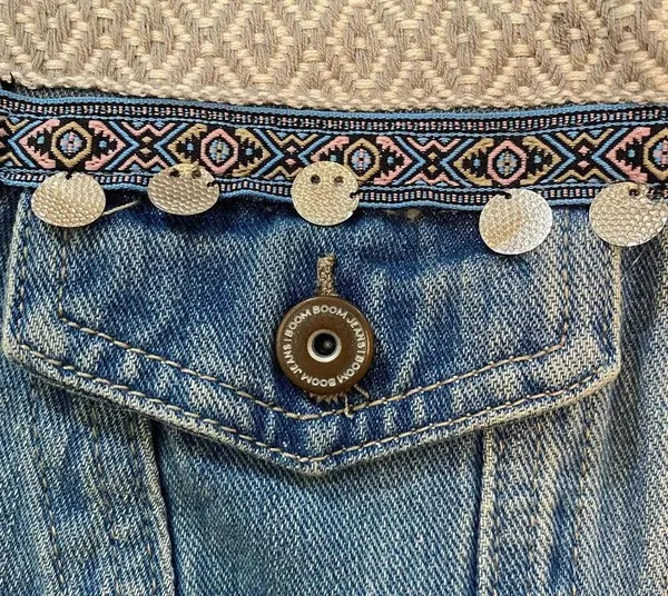 BOOM BOOM Jeans Denim Boho Embellished Festival Jacket - size medium - Image 5