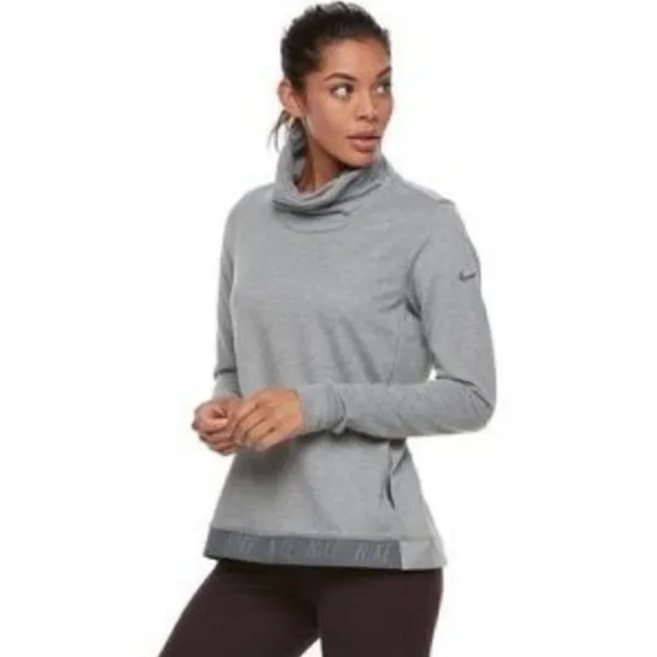 Nike Dry Cowl Funnel Neck Pullover Top Heather Gray Medium - Image 2