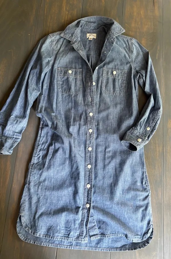 J.Crew blue denim shirt dress in a PXS - Image 4
