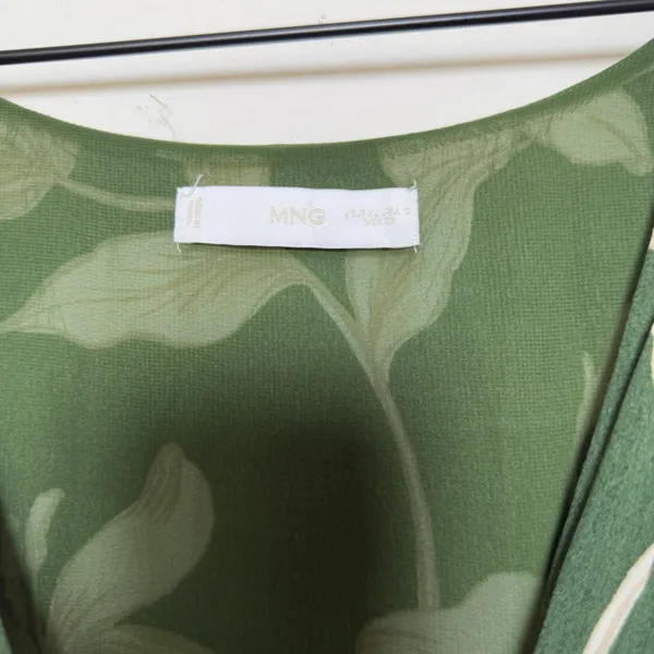 Mango MNG Women Green‎ Floral Midi Dress 10 Green Knot Front Resort Vacation - Image 6