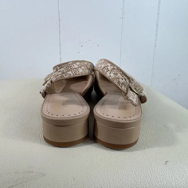 Adrienne Vittadini Rattan Woven Slingback Mule Flats Gold Buckle 8M 8 Career - Image 5