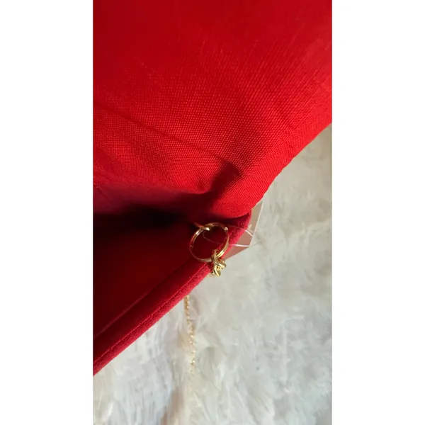 Francesca Red Beaded Heart Clutch Evening Bag Gold Chain Shoulder Strap NWT - Image 10
