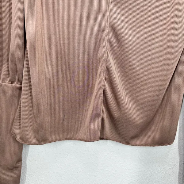 Intimately Free People Size Large Ciao Bella Long Sleeve Ruched Top Brown Ribbed - Image 10