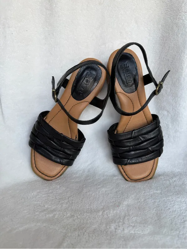 Born Womens Footwear/Shoes/Sandals "Shonie" Black Woven Leather Us 6m/Eu 36 Euc - Image 3