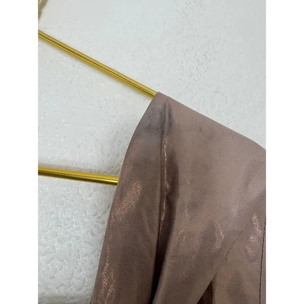 NWT TOPSHOP One Shoulder Cocktail Metallic Foil Mini Dress Gold Pink Size 2 - Image 10
