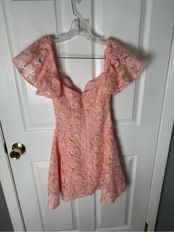 House of CB Verity Perfectly Pink Floral Lace Mini Dress XS - Image 4