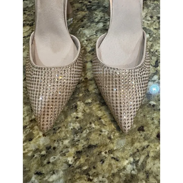Jeffrey Campbell Zivote Crystal Satin Slingback Heels size 6 Light Pink Combo - Image 6
