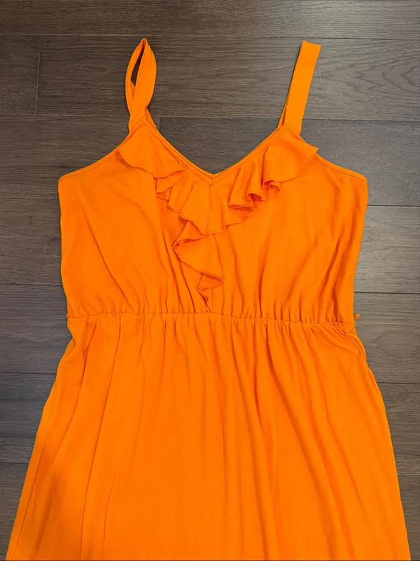 Women’s Orange Ruffle Maxi Dress Size XL - C15-022 - Image 2