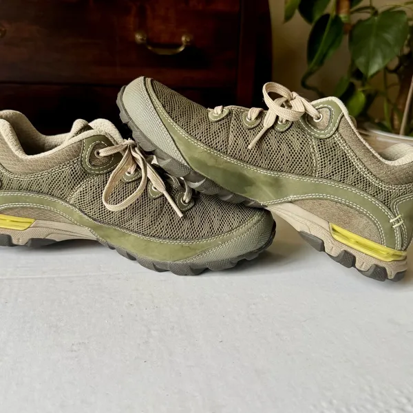 Ahnu Numentum Women Olive Green Mesh Suede Hiking Shoes Vibram Sole 1019233 Sz 8 - Image 5