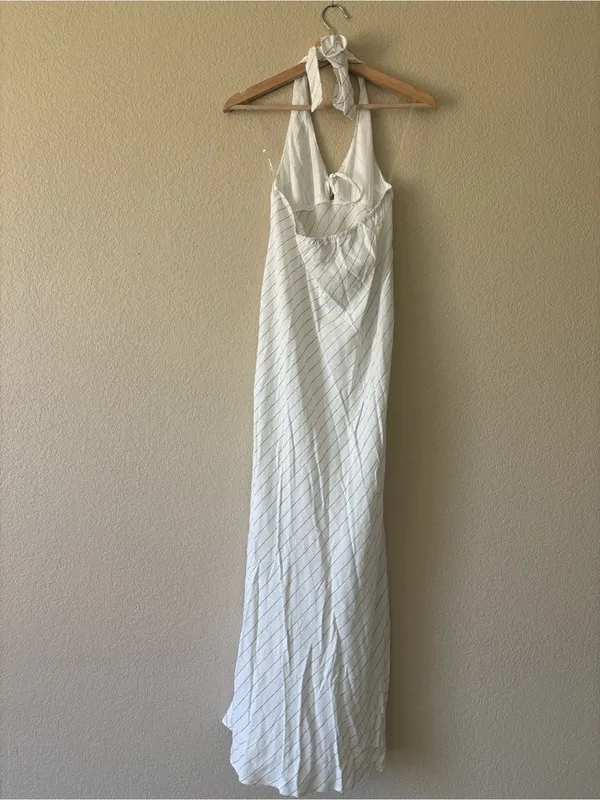 HYFVE White Halter Maxi Dress with Black Pinstripe - Image 3