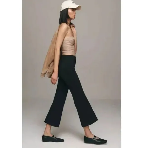Anthropologie Maeve The Margot Kick-Flare Cropped Pants Black Size M - Image 2