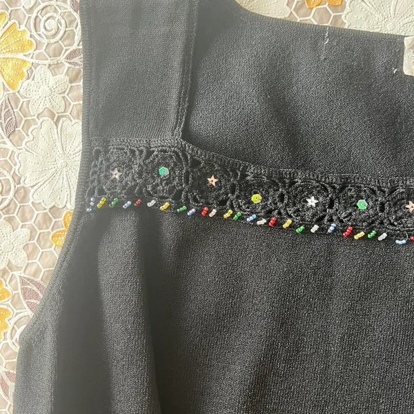 Knit Beaded 90s Top Black - Image 7