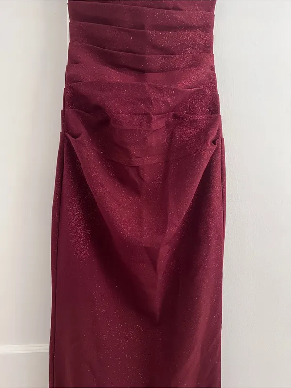 Babyboo PANDRA MAXI DRESS SPARKLE Strapless Ruched Midi dress in wine, S - Image 7