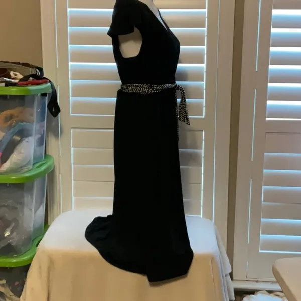 Merona Black A-line Midi Dress with Flutter Sleeves - Image 4