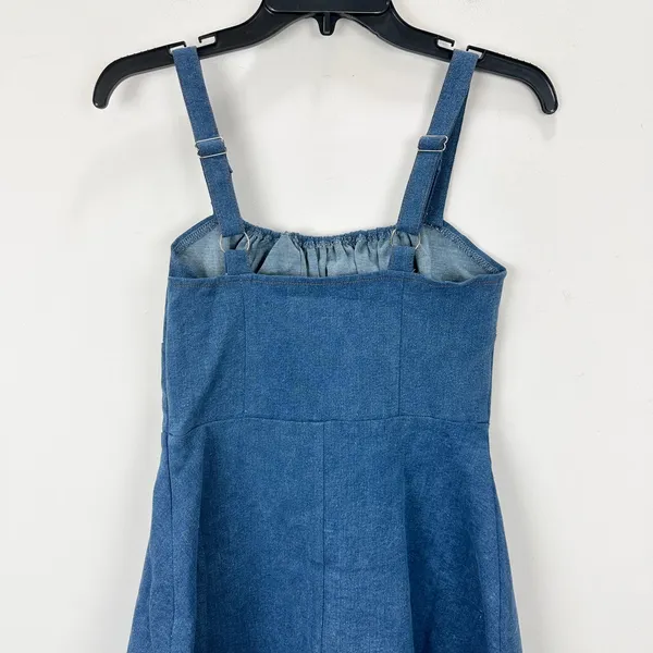 Lulus Considered Charisma Blue Chambray Bustier Mini Dress Cute A Line M NWT - Image 8