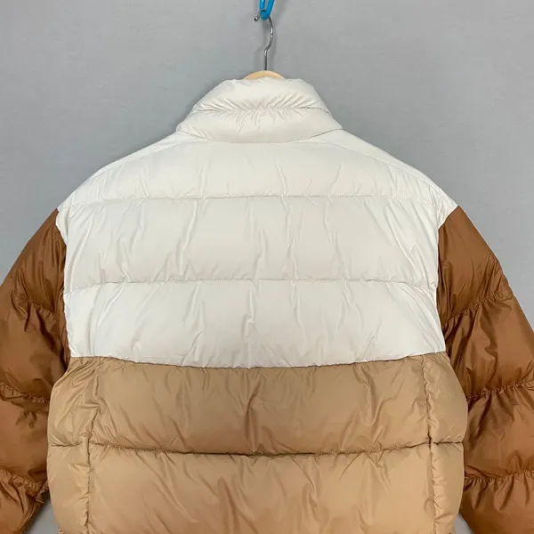 Columbia Pike Lake II Cropped Insulated Jacket Omni-Heat Puffer Coat Brown White - Image 9