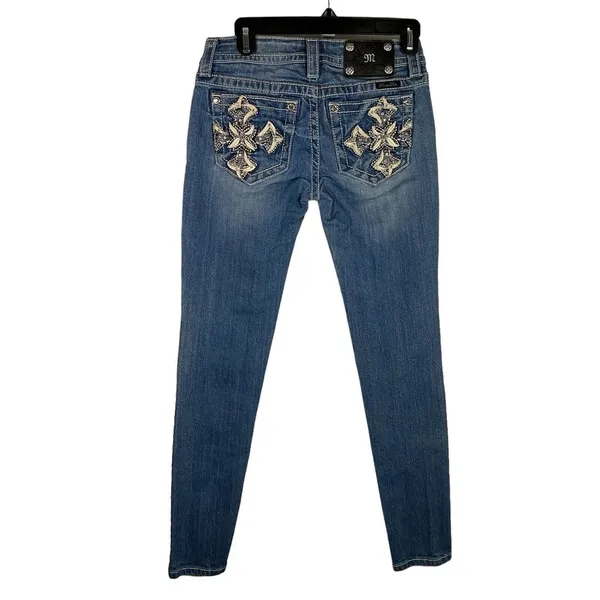 New Miss Me Jeans Womens Sz 26 Signature Skinny Denim Embroidered‎ Cross Pockets - Image 8