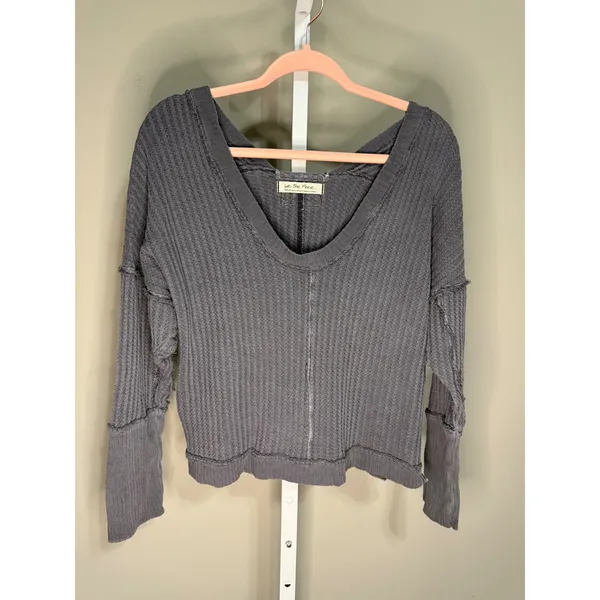 We‎ The Free Thermal Long Sleeve Soft Grunge Indie Boho Top Gray M Slouchy - Image 2