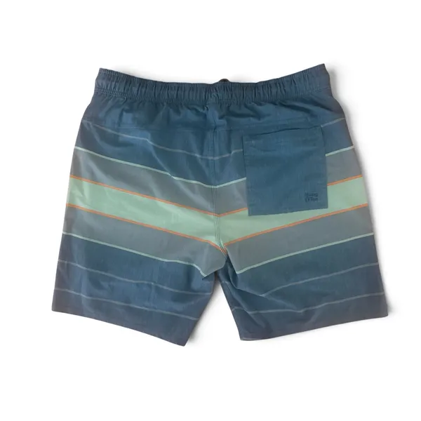 Hang Ten Men’s XL Striped Swim Trunks Board Shorts Compression Liner Blue Gray - Image 2