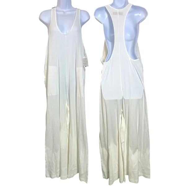 Free People Bohemian Zena One Piece Wide Leg Jumpsuit Clean Ivory Medium NWT - Image 7