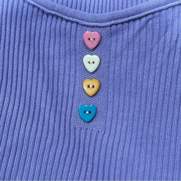 Cider Purple Heart Button Cropped Tank Top Women’s Medium - Image 3