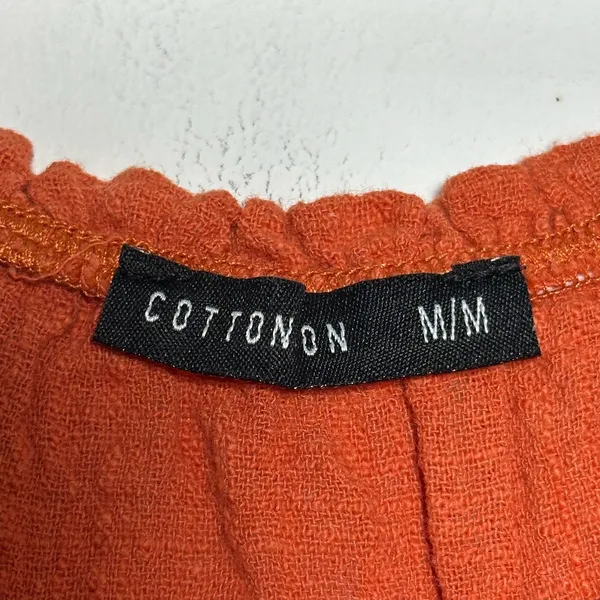 Cotton On Womens Burnt Orange Cotton Gauze Off Shoulder‎ Crop Top Boho Medium - Image 3