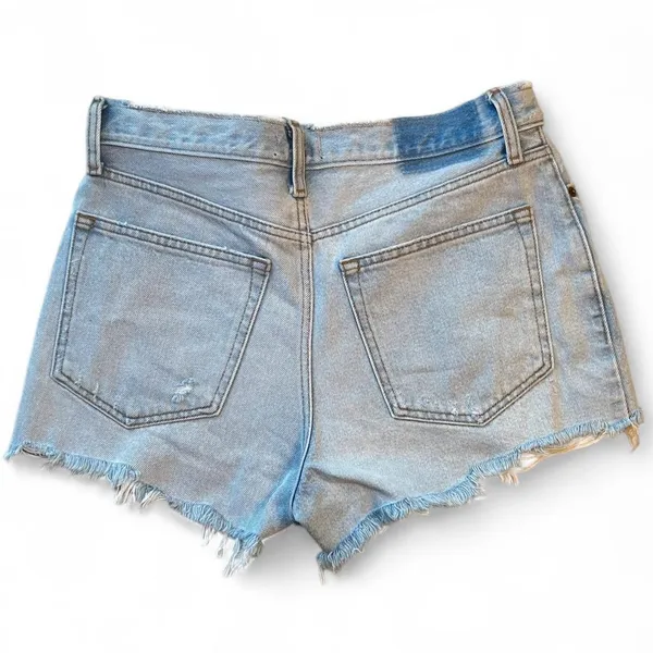 Abercrombie & Fitch ANNIE HIGH RISE SHORT Denim Jean Shorts Raw Hem Size 28/6 - Image 5