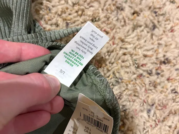 Aerie Shine Ribbed Strappy Scoop Olive Green One Piece Wrap Around Tie Swimsuit - Image 8