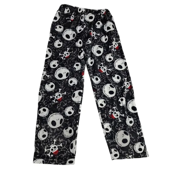 Disney Nightmare‎ Before Christmas Pants Unisex M Black Skulls Relaxed PJ Pants - Image 2