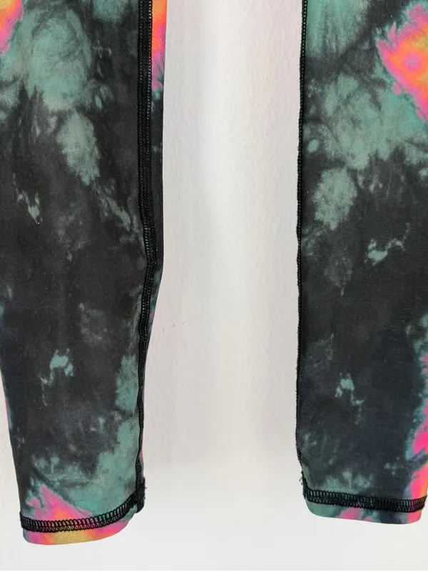 Teeki Tie Dye Feather Dreamcatcher Yoga Leggings Pants Small - Image 3