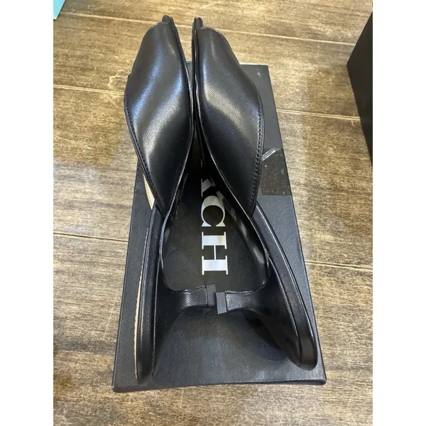 Coach Bow Kitten Heel Sandals in black leather Size 6.5 Peep Toe - Image 9