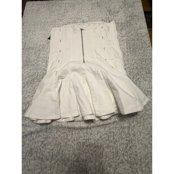 Wild Fable NWT White Denim Corset Skirt Studded‎ Flare Mini Size XL - Image 4